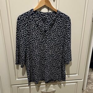 J. Jill Navy and White Floral Blouse